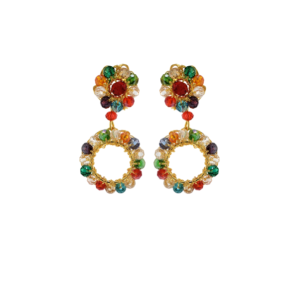 Multicolor & Gold Leah Mini Handmade Crochet Earrings