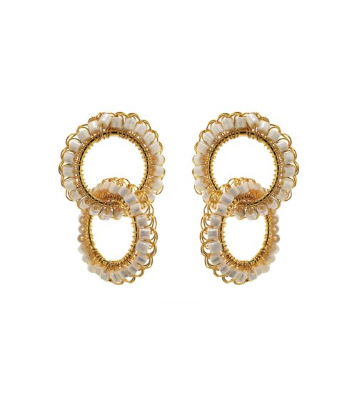 White & Gold Nova Handmade Earrings