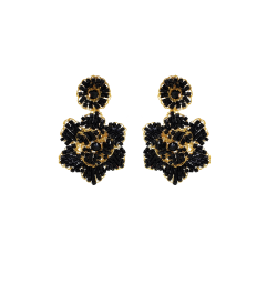 Black & Gold Mini Blossom Handmade Crochet Earrings