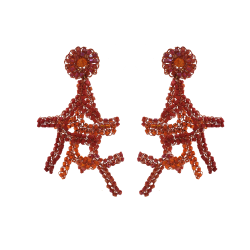 Red & Orange Mix Coral Handmade Crochet Earrings