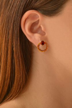 Amber Orange Lena Mini Post Handmade Crochet Earrings