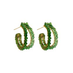 Leaf Green Nina Maxi Handmade Crochet Double Hoops