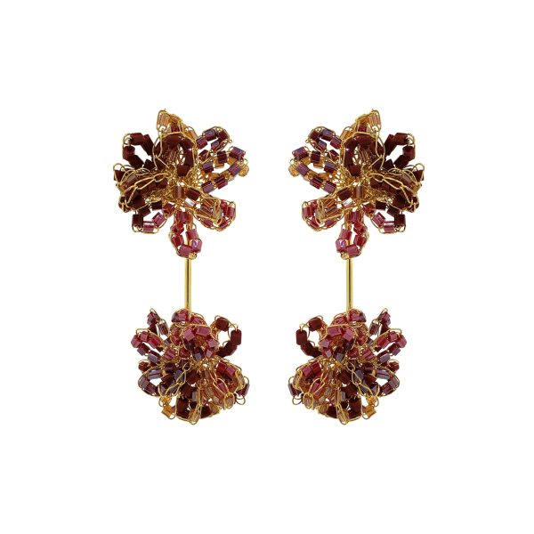 Crimson Red Mix Agatha Handmade Crochet Earrings