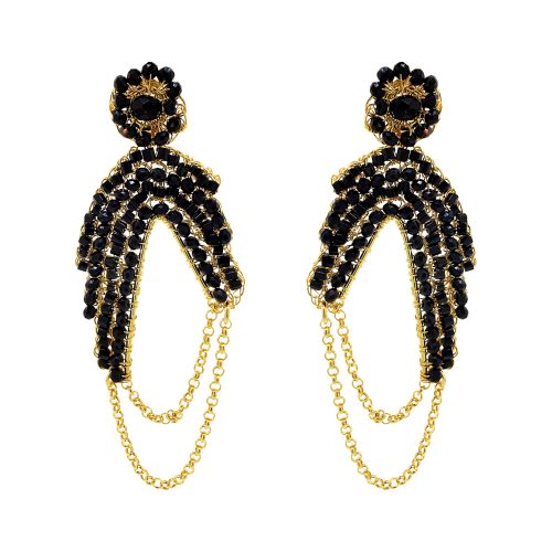 Black & Gold Freya Maxi Handmade Crochet Earrings