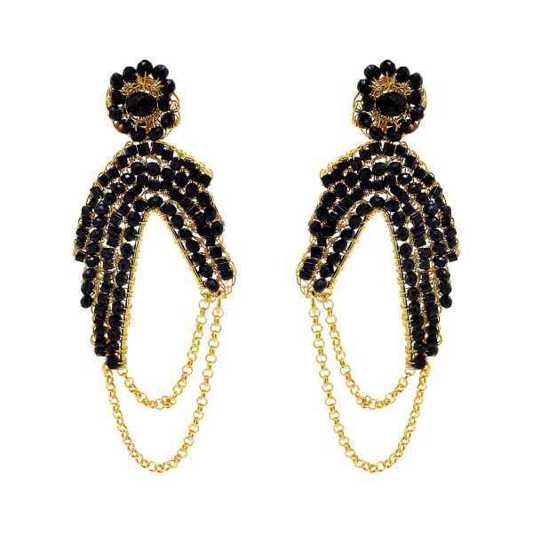 Black & Gold Freya Maxi Handmade Crochet Earrings