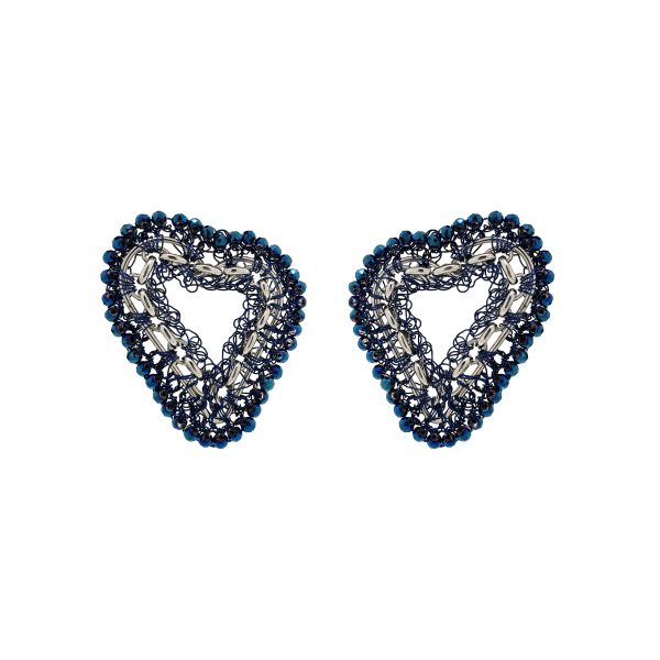 Blue & Silver Amour Flux Posts Handmade Crochet Earrings