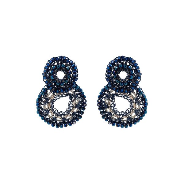 Blue & Silver Flux Double Handmade Crochet Earrings