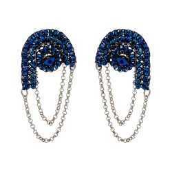 Blue & Silver Freya Handmade Crochet Earrings