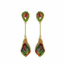 Multi & Gold Tulip Handmade Crochet Earrings