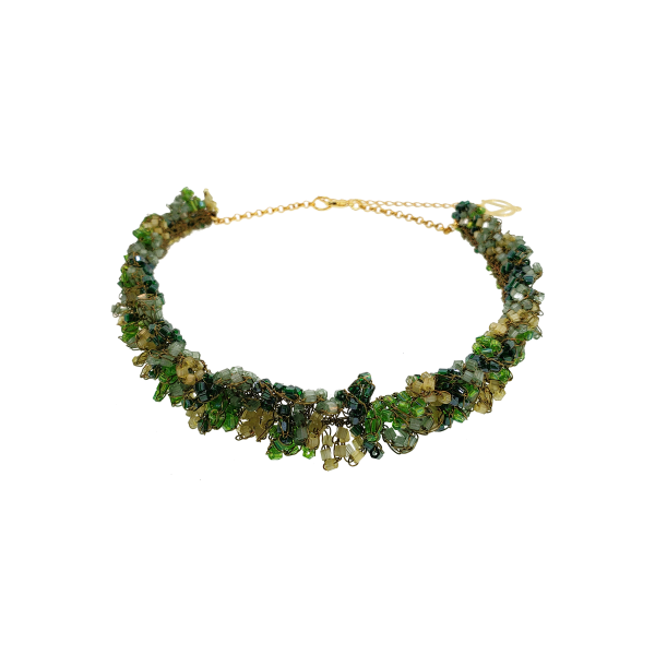 Forest Green Mix Drizzle Handmade Chocker Necklace