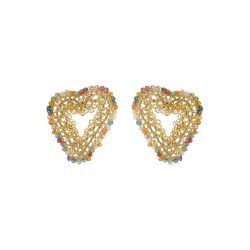 Multi & Gold Amour Flux Posts Handmade Crochet Earrings