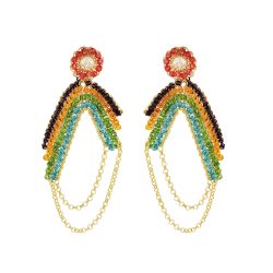 Multi & Gold Freya Maxi Handmade Crochet Earrings