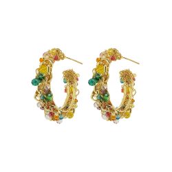 Multi & Gold Hera Hoops Handmade Crochet Earrings