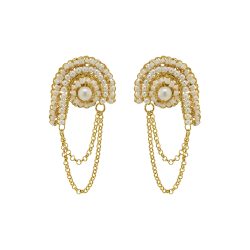 Pearl & Gold Freya Handmade Crochet Earrings