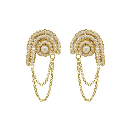 Pearl & Gold Freya Handmade Crochet Earrings