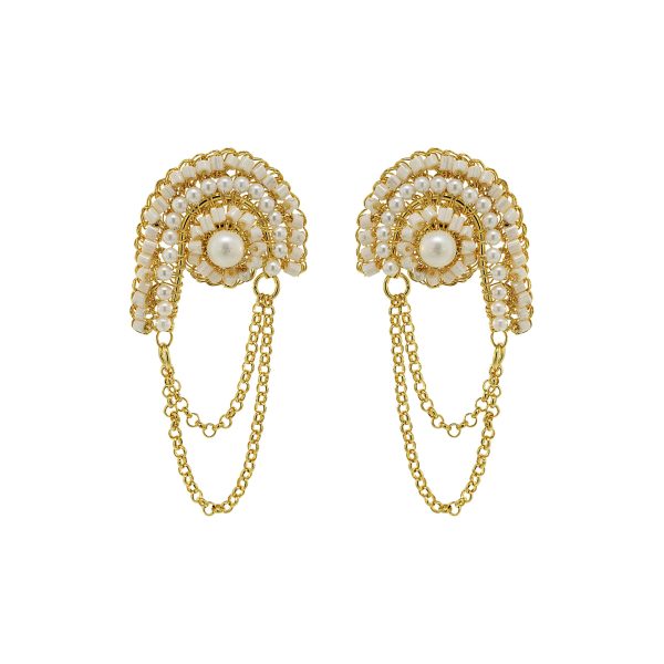 Pearl & Gold Freya Handmade Crochet Earrings