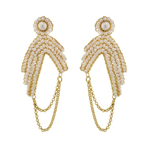 Pearl & Gold Freya Maxi Handmade Crochet Earrings