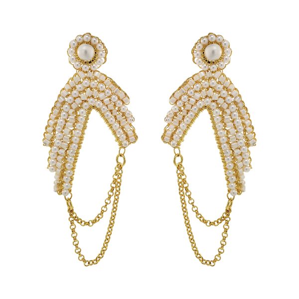 Pearl & Gold Freya Maxi Handmade Crochet Earrings