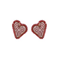 Red & Gold Amour Mesh Posts Handmade Crochet Earrings