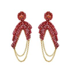 Red & Gold Freya Maxi Handmade Crochet Earrings