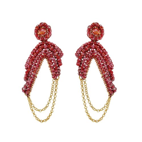 Red & Gold Freya Maxi Handmade Crochet Earrings