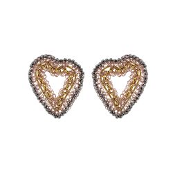 Trio Gold Mix Amour Flux Posts Handmade Crochet Earrings