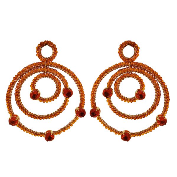 Amber Orange Prisma Chandelier Handmade Crochet Earrings