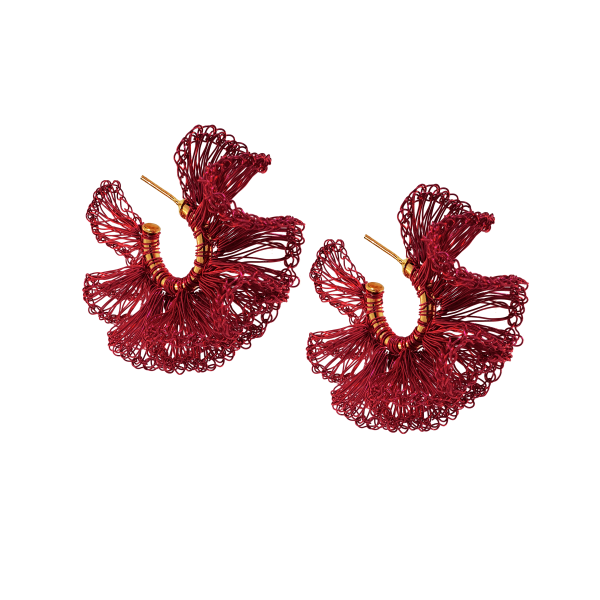 Red Velvet Rio Hoops Handmade Crochet Earrings