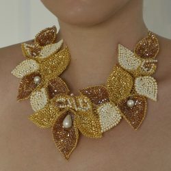 Golden Mix Calla Maxi Handmade Crochet Necklace