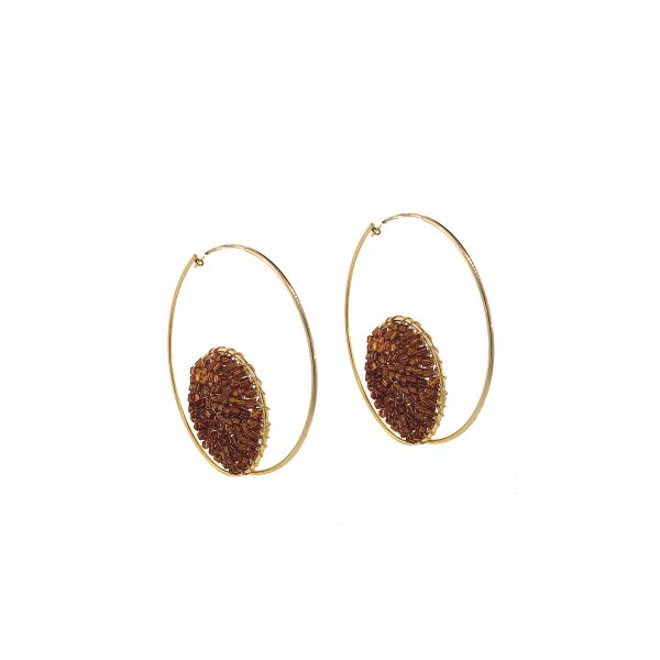 Caramel & Gold Tia Hoops Handmade Crochet Earrings