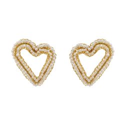 Pearl & Gold Amour Open Posts Handmade Crochet Earrings