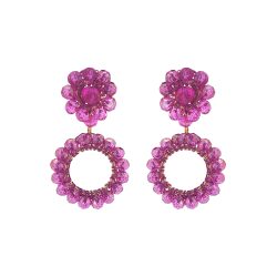 Pink Leah Mini Handmade Crochet Earrings