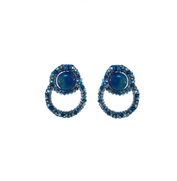 Blue Mix Hollie Circle Handmade Crochet Earrings