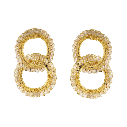 Clear & Gold Nova Handmade Crochet Earrings