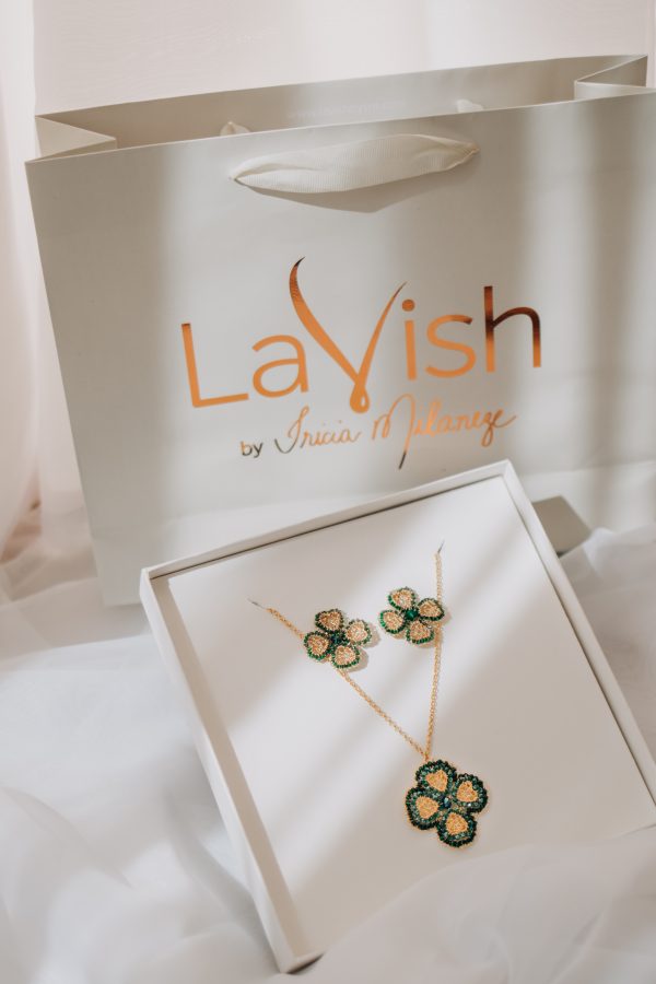Green & Gold Lucky Clover Mesh Handmade Crochet Necklace