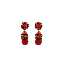 Multi & Red Mix Hollie Dangle Handmade Crochet Earrings