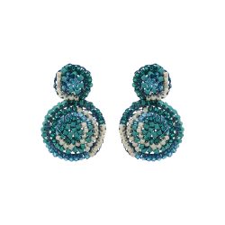 Ocean Blue Mix Dahlia Mini Handmade Earrings