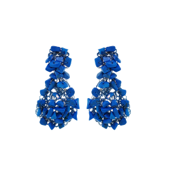 Azurite Blue Mix Rocks Teardrop Handmade Crochet Earrings