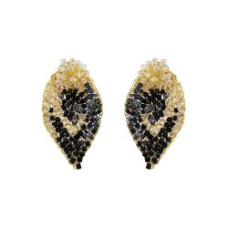 Black Mix Calla Handamde Crochet Post Earrings 817-001-A030