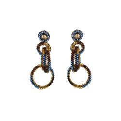 Blue & Brown Mix Grace Handmade Crochet Earrings