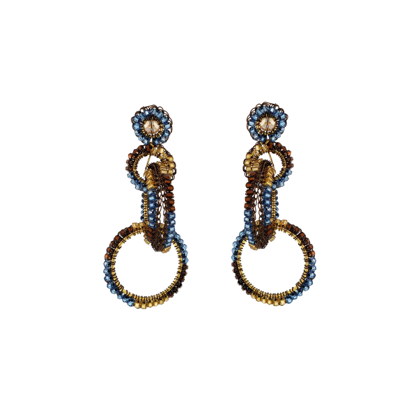 Blue & Brown Mix Grace Handmade Crochet Earrings