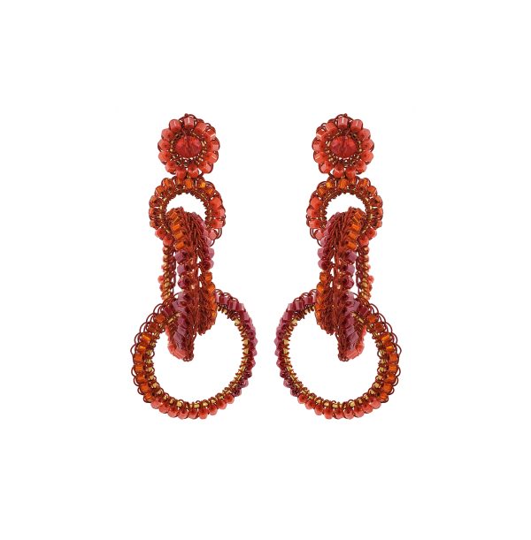Coral Red Mix Grace Handmade Crochet Earrings