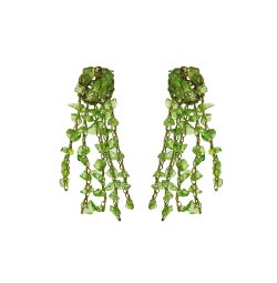 Jade Green Mix Rocks Chandelier Handmade Crochet Earrings