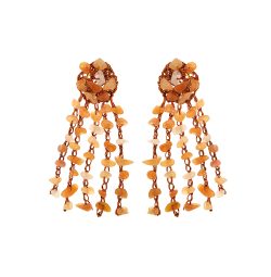 Topaz Orange Mix Rocks Chandelier Handmade Crochet Earrings