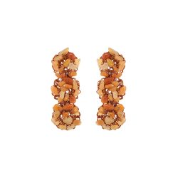 Topaz Orange Mix Rocks Cluster Handmade Crochet Earrings