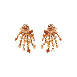 Topaz Orange Mix Rocks Mini Chandelier Handmade Crochet Earrings