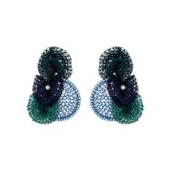 Blue Mix Reef Handmade Crochet Earrings