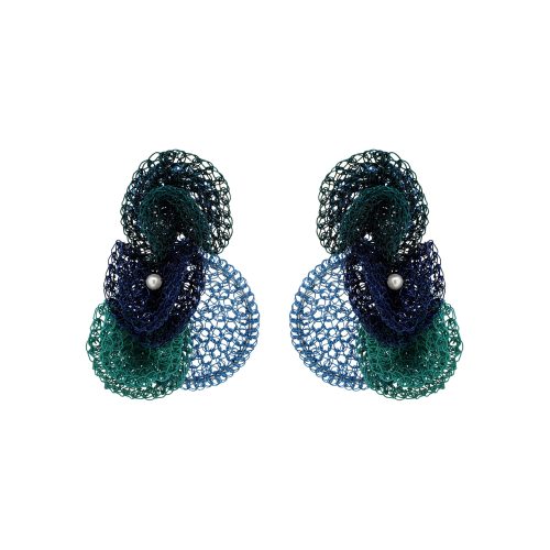 Blue Mix Reef Handmade Crochet Earrings