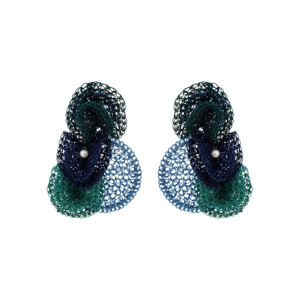 Blue Mix Reef Handmade Crochet Earrings