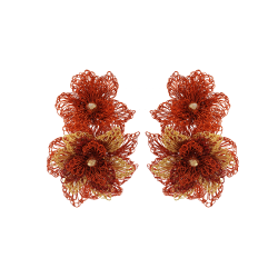Copper Mix Rose Maxi Handmade Crochet Earrings